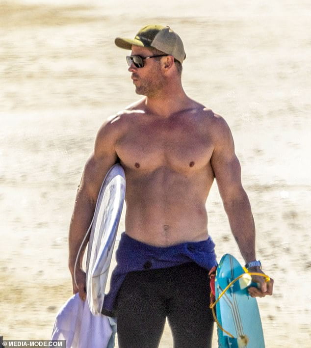 Chris Hemsworth Shows Off His Muscular Frame And Washboard Abs As He Goes Surfing Sound Health