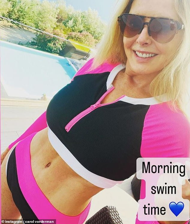 Carol Vorderman Shows Off Her Curves In A Cropped Swimsuit At Fitness