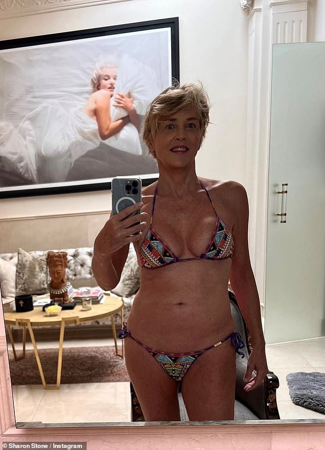 Sharon Stone 64 Shows Off Her Impressive Bikini Body In Skimpy Two