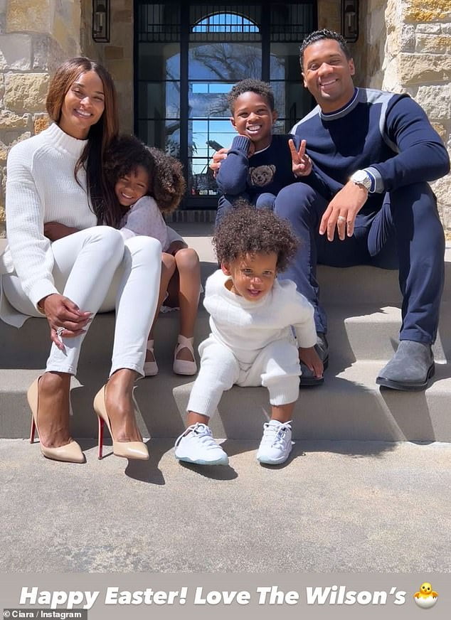 Ciara poses with husband Russell Wilson and their children as they ...