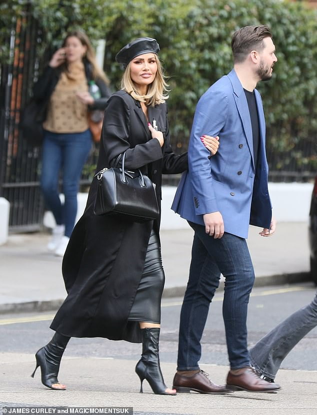TOWIE's Chloe Sims stuns in a leather dress as she enjoys a day out in ...