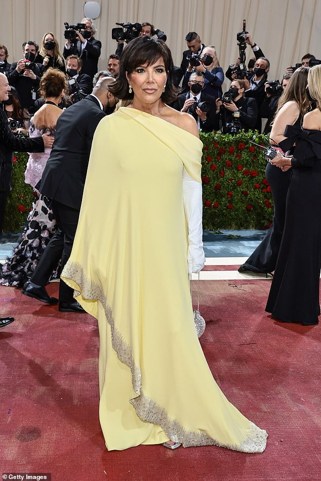 2022 Met Gala: Kris Jenner stuns in yellow silk Oscar de la Renta gown