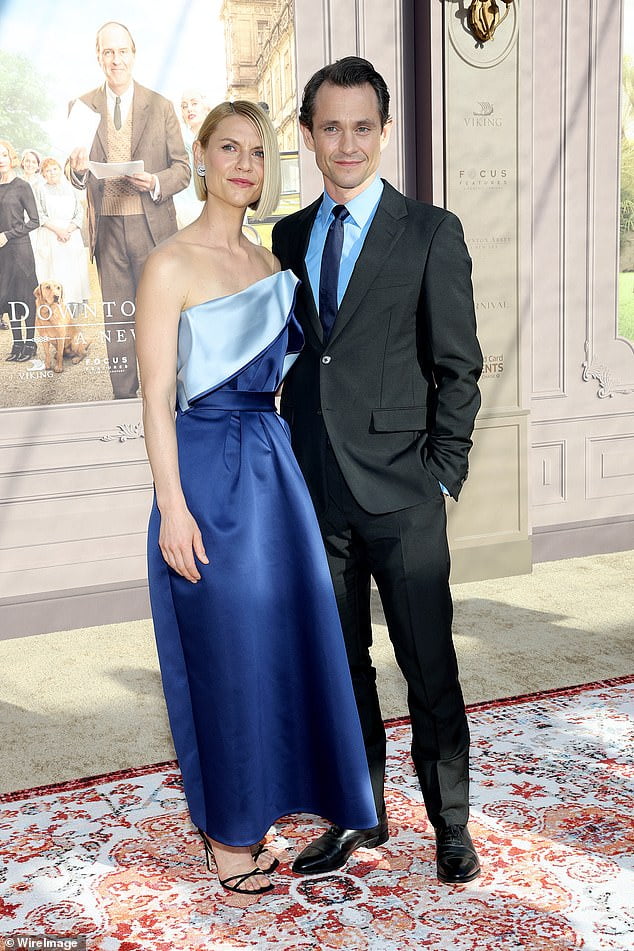 Claire Danes dons royal blue gown with husband Hugh Dancy at Downton