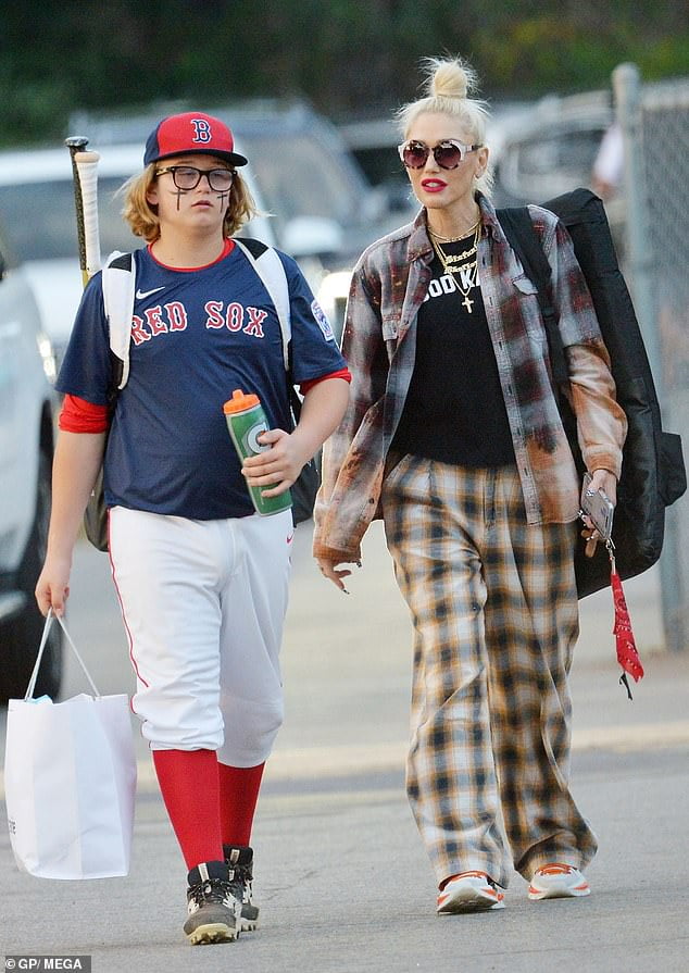 Gwen Stefani cuts a casual figure as she joins son Zuma, 13, for his