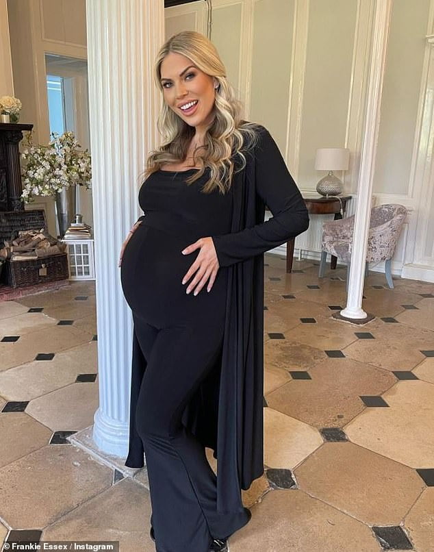 Pregnant Frankie Essex Shows Off Her Growing Bump In A Black Maxi Dress