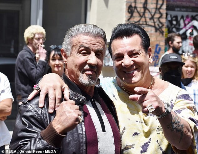 Sylvester Stallone poses with old pal Chuck Zito on set of series Tulsa ...