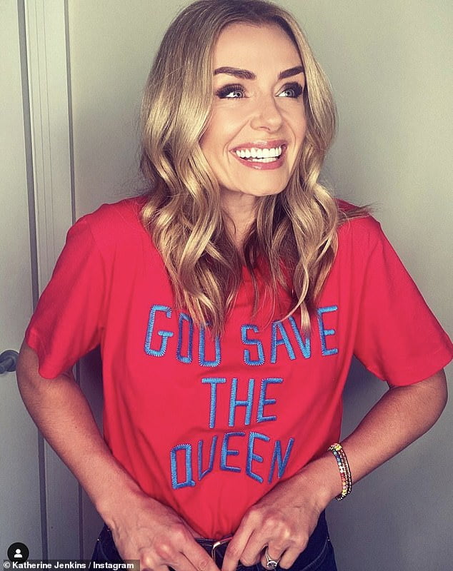 Katherine Jenkins Beams In A Red God Save The Queen T Shirt Ahead Of Her Jubilee Performance 