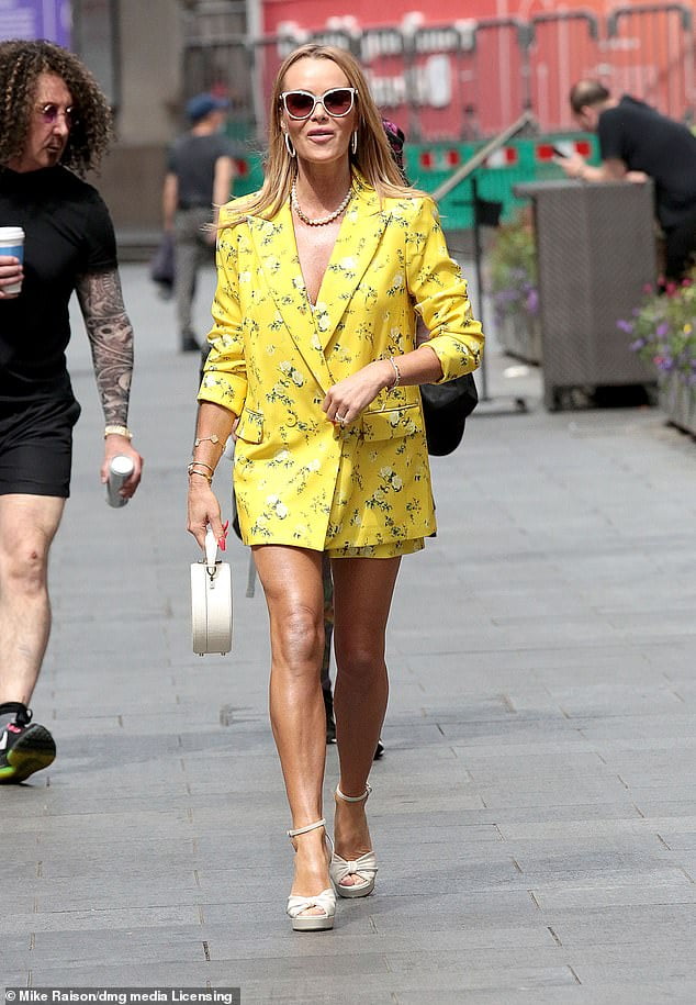 Amanda Holden Puts On A Leggy Display In A Yellow Blazer And Shorts Co Ord As She Leaves Heart