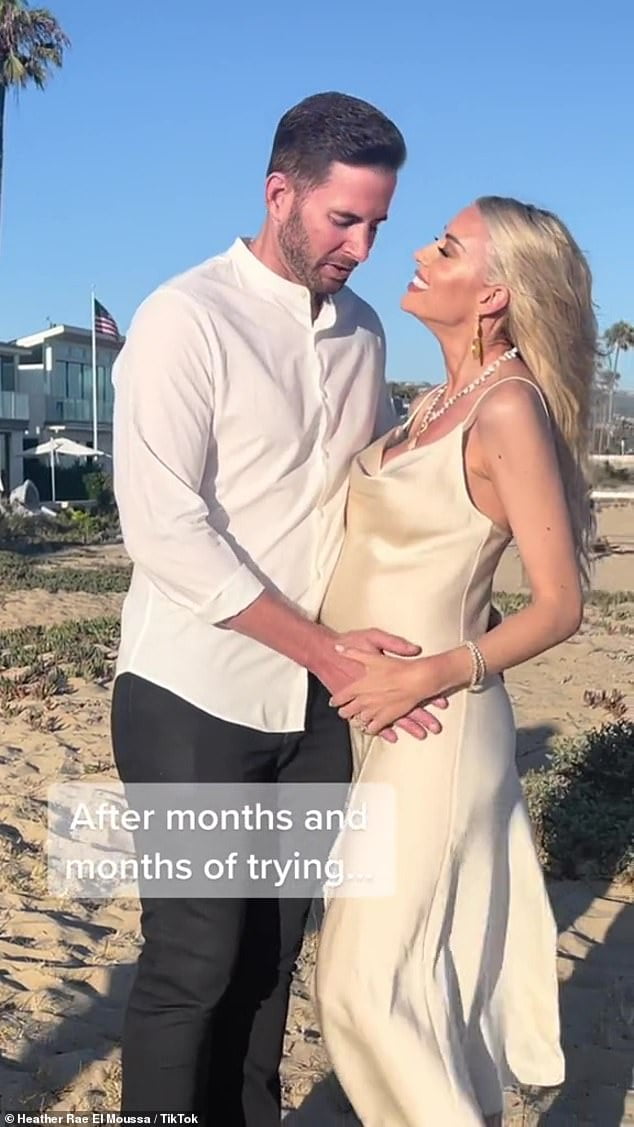 Heather Rae Young Shares Kiss With Tarek El Moussa In Bts Footage From Her Pregnancy Reveal 0958