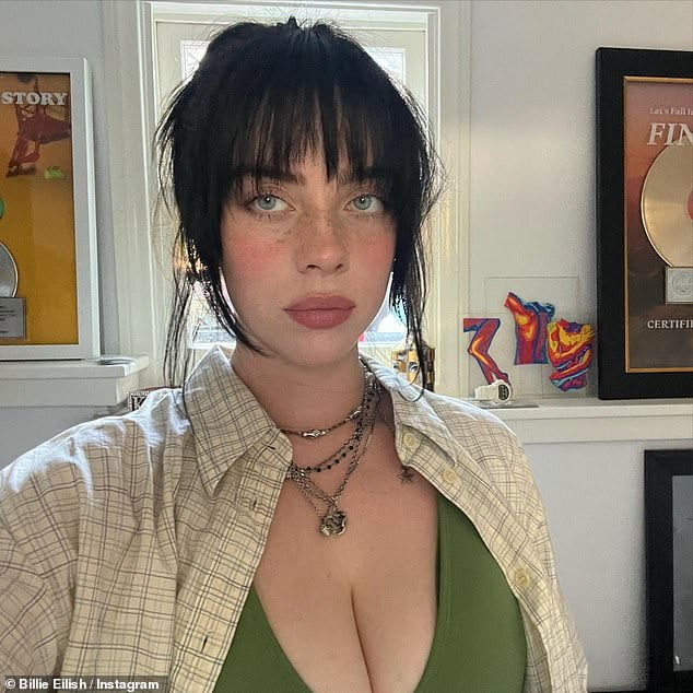 Billie Eilish puts on a busty display in plunging green top as she shares  sultry selfies - Sound Health and Lasting Wealth