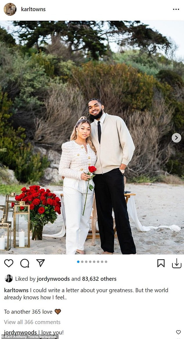 Jordyn Woods' boyfriend Karl-Anthony Towns celebrates her 25th birthday
