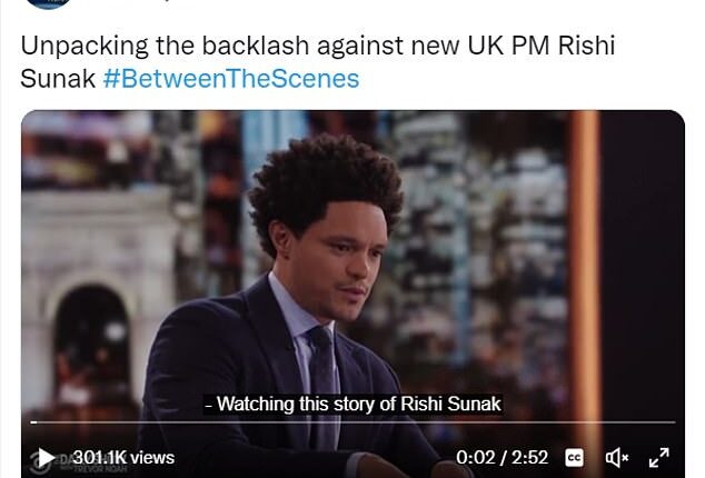 Us Comedy Show Host Trevor Noah Is Accused Of Inventing A ‘racist Backlash Against Rishi Sunak 6956