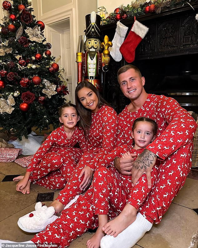 Jacqueline Jossa and Dan Osbourne pose in Christmas pajamas with their ...