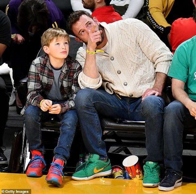 Ben Affleck and son Samuel sit courtside to cheer on Boston Celtics as ...