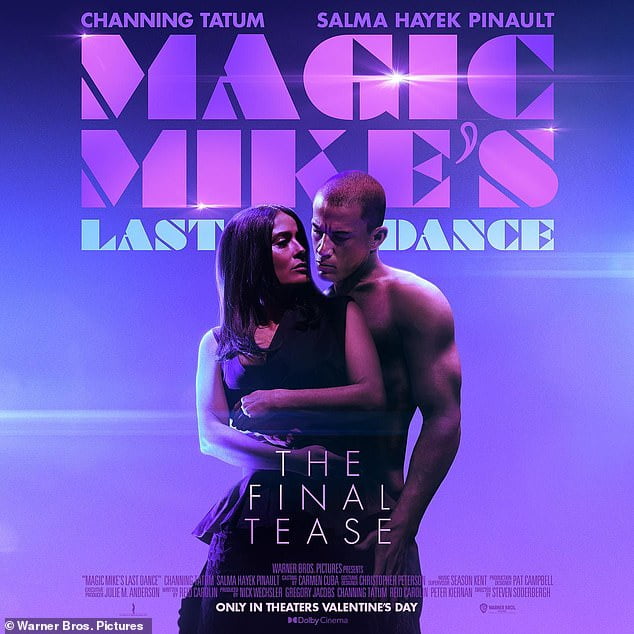 Magic Mike S Last Dance Posters Channing Tatum Teases Salma Hayek With A Steamy Last Lap Dance