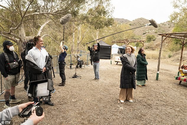 Keeley Hawes beams at husband Matthew Macfadyen in snaps on the set of ...