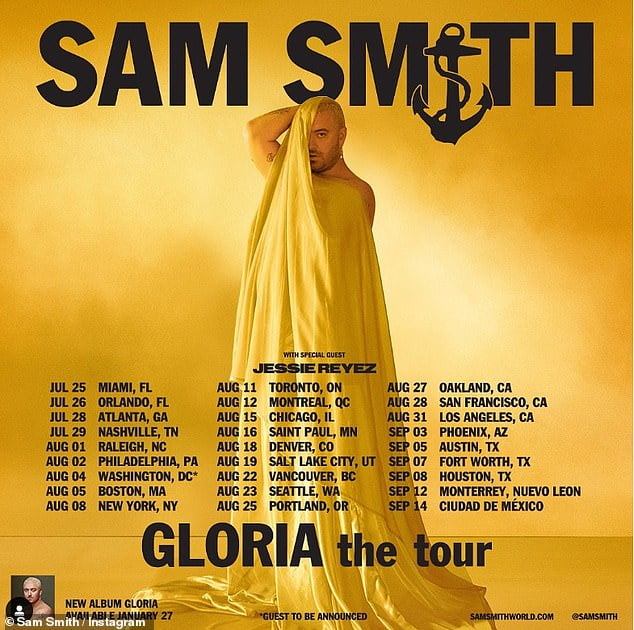 sam smith tour times