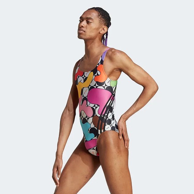 Adidas Pride 2023 womenâs swimsuit modeled by a man - Sound Health and 