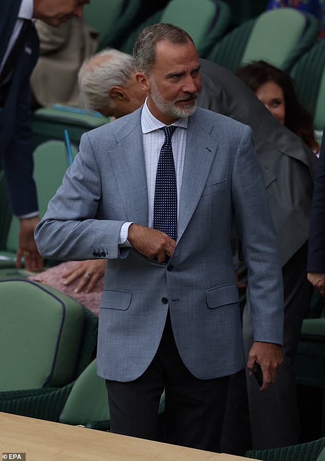 King Felipe of Spain attends Wimbledon men's final to cheer on Spaniard