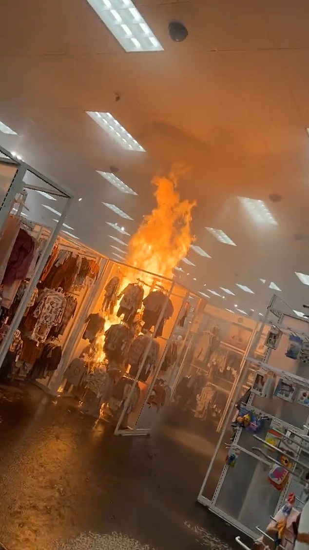 Watch children's clothing section of Target go up in flames forcing 