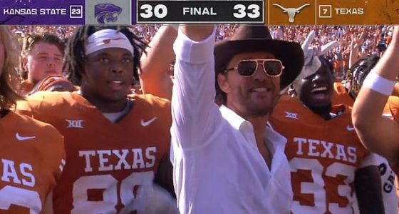 Matthew McConaughey celebrates Texas beating Kansas State on his ...